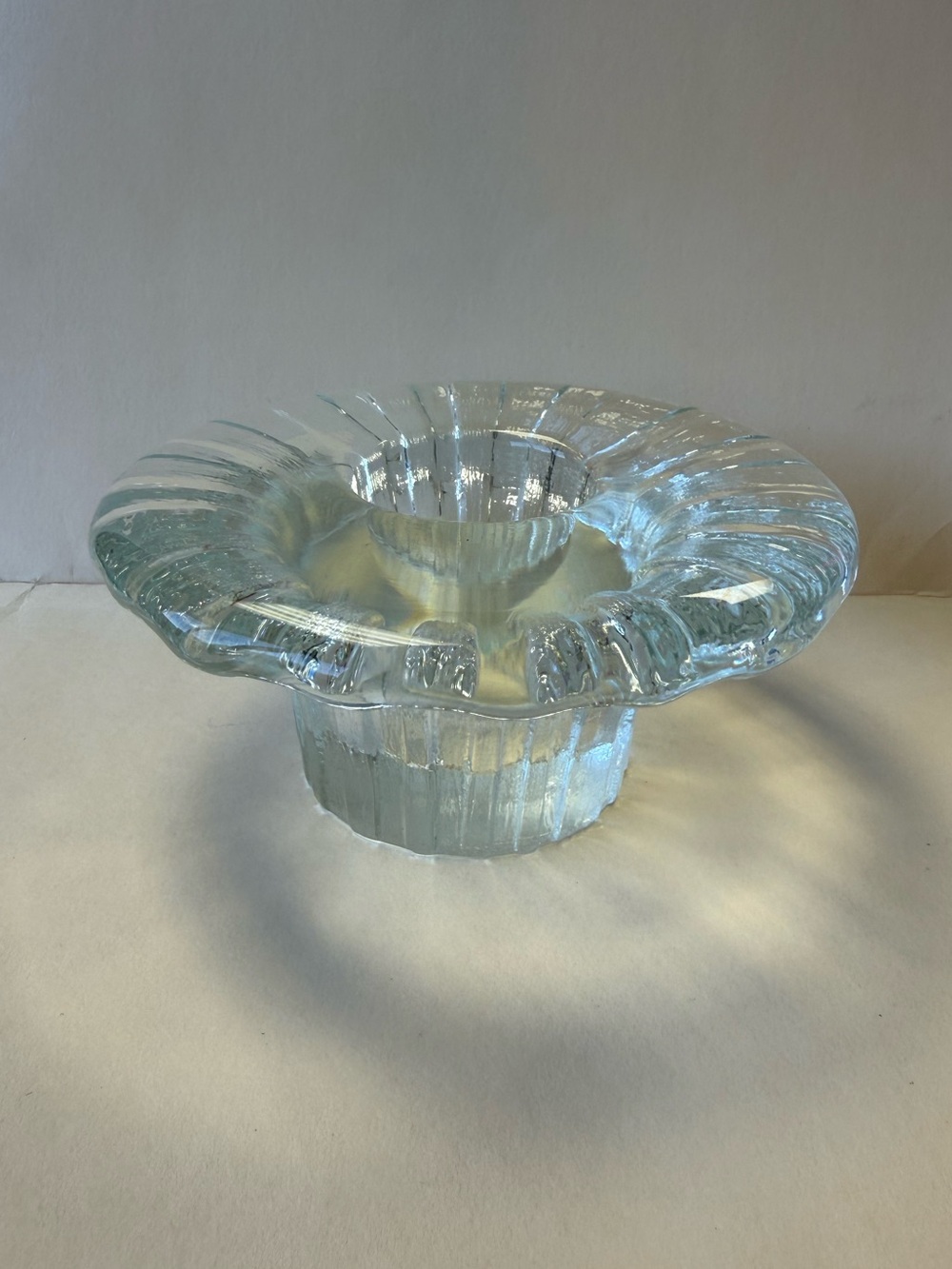 Vintage Sweden Cupcake Mushroom Textured Glass Candle Holder